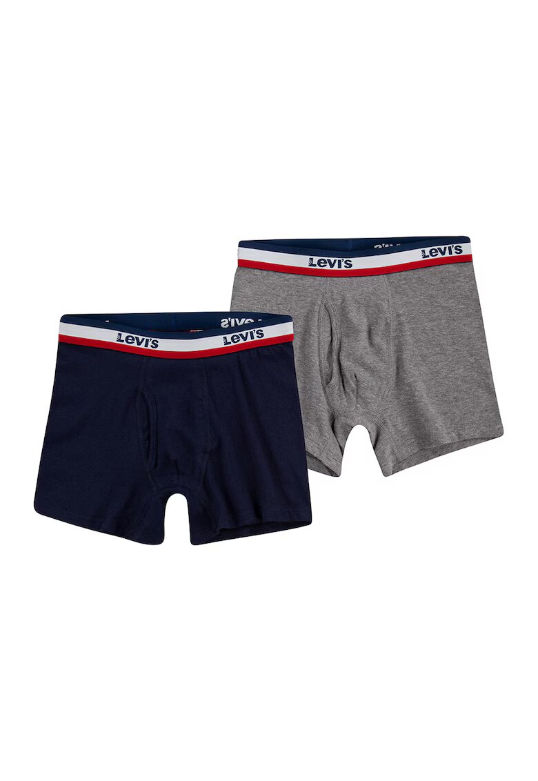 Levis Set de boxeri cu banda logo - 2 perechi - Gri melange/Bleumarin
