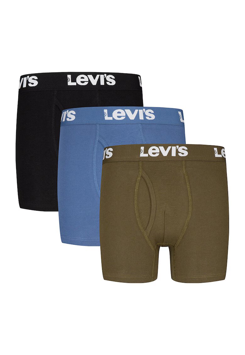 Levis Set de boxeri cu banda logo - 3 perechi - Kaki/Albastru