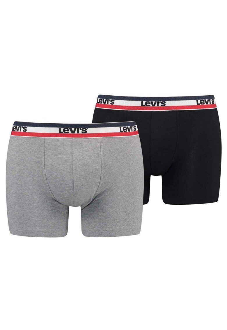 Levis Set de boxeri cu banda logo in talie - 2 perechi - Negru/Gri deschis