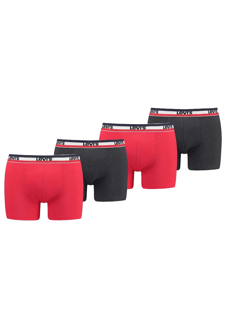 Levis Set de boxeri cu banda logo in talie - 3 perechi - Rosu/Negru