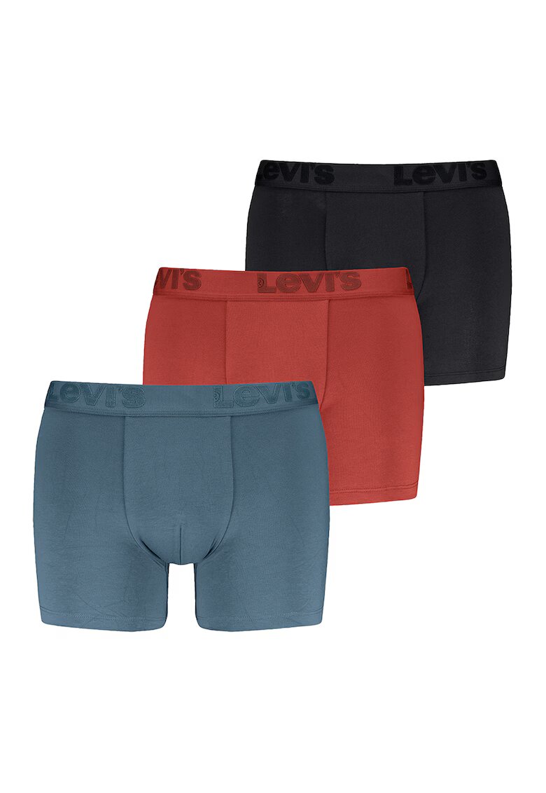 Levis Set de boxeri cu banda logo in talie - 3 perechi - Rosu/Negru/Albastru prafuit