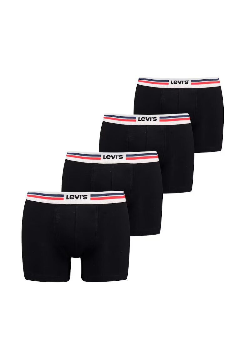Levis Set de boxeri cu banda logo in talie - 4 perechi - Negru