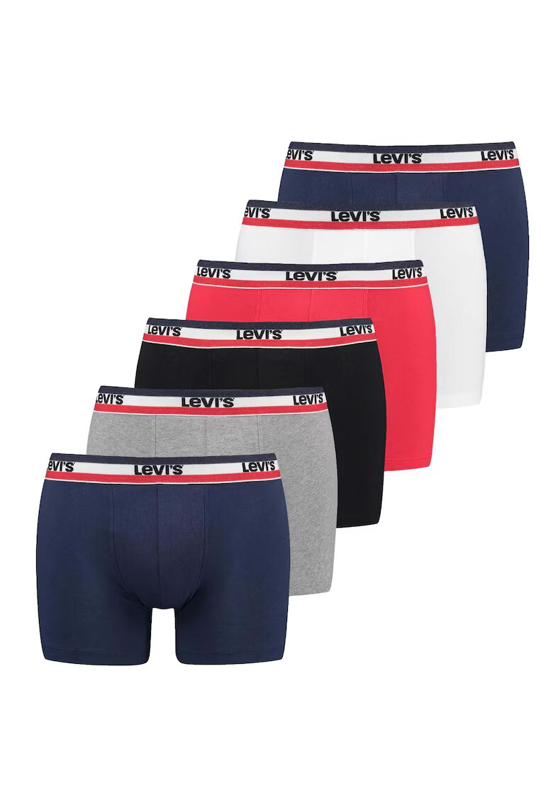 Levis Set de boxeri cu banda logo in talie - 6 perechi - Rosu/Gri/Albastru