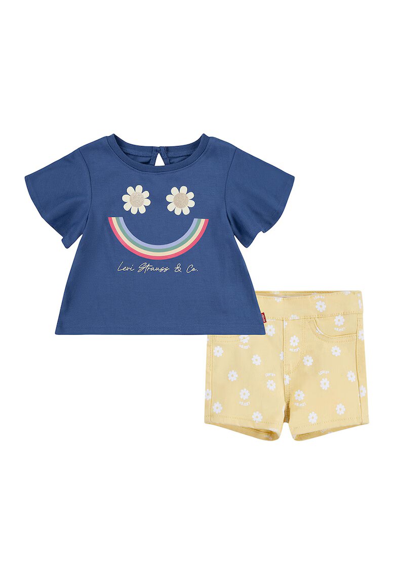 Levis Set de pantaloni scurti si tricou cu imprimeu floral - Galben/Albastru inchis