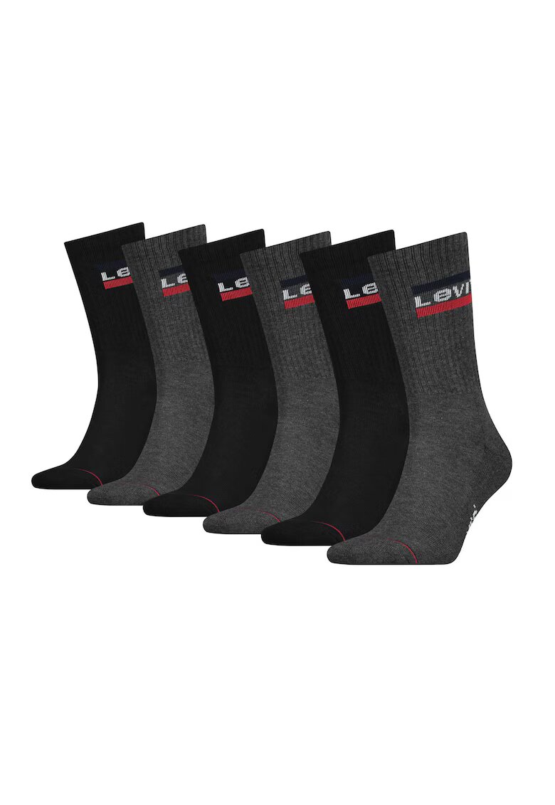 Levis Set de sosete lungi unisex - 6 perechi - Negru/Gri