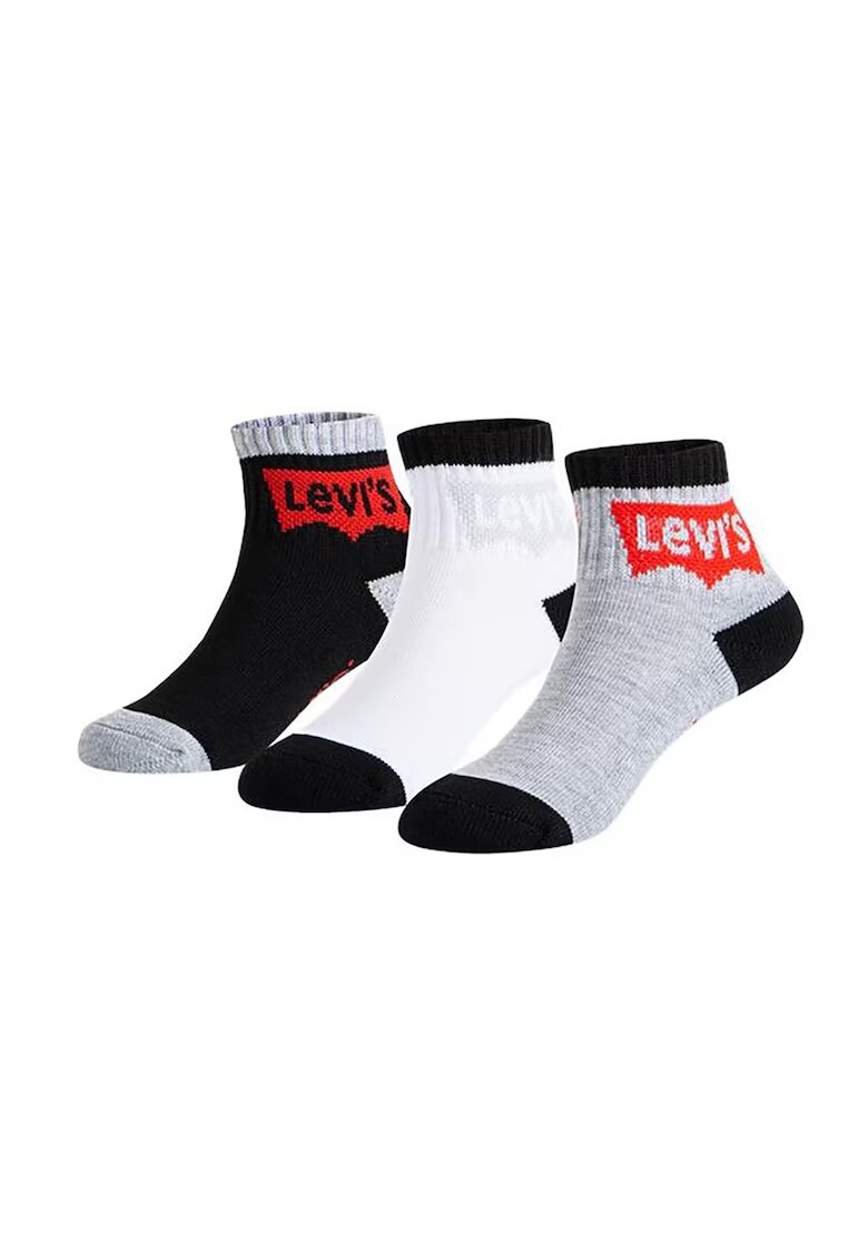 Levis Set de sosete scurte cu logo - 3 perecho - Alb/Negru/Gri melange