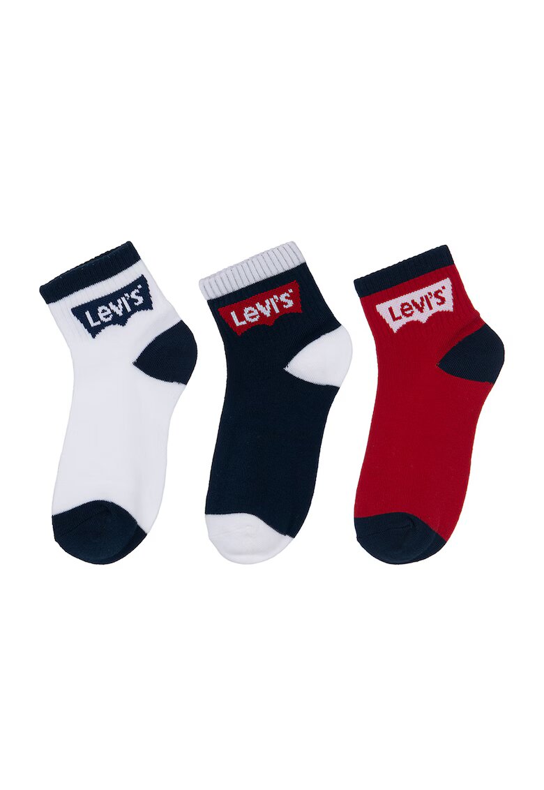 Levi's Set de sosete scurte cu logo - 3 perecho - Negru/Rosu inchis/Alb optic