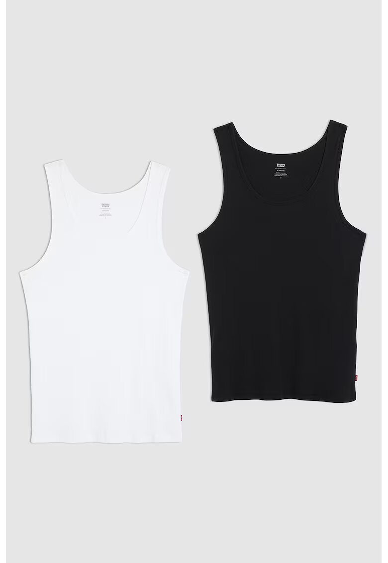 Levis Set de top-uri din bumbac cu model uni - 2 piese - Negru/Alb optic