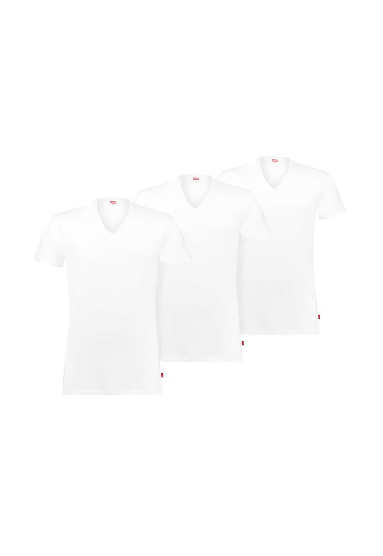 Levis Set de tricouri cu decolteu in V - 3 piese - Alb