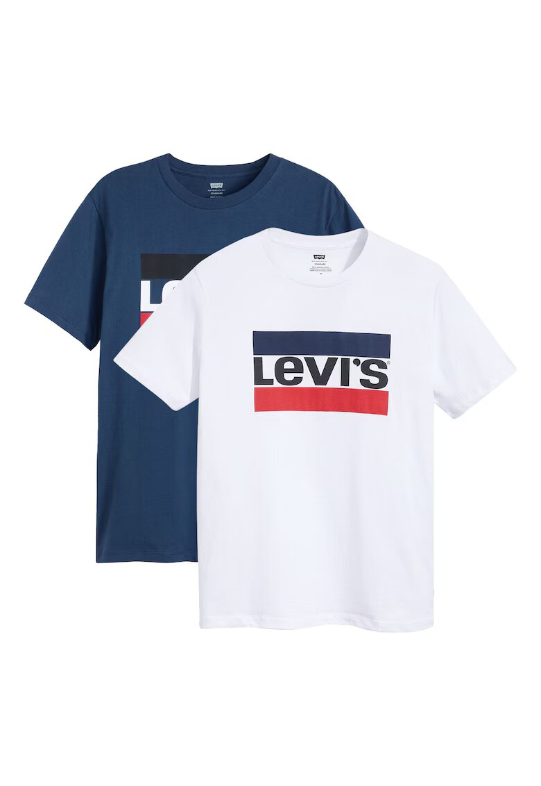 Levis Set de tricouri cu imprimeu logo - 2 piese - Alb/Albastru