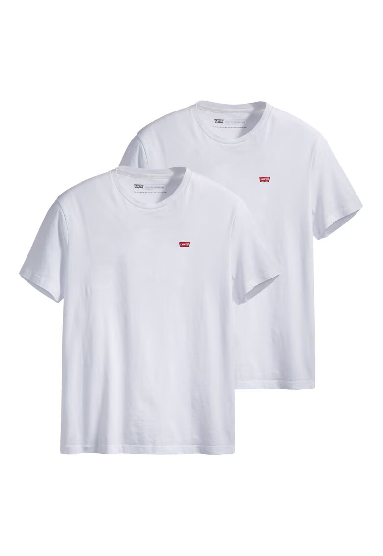 Levis Set de tricouri din bumbac cu logo brodat discret - 2 piese - Alb