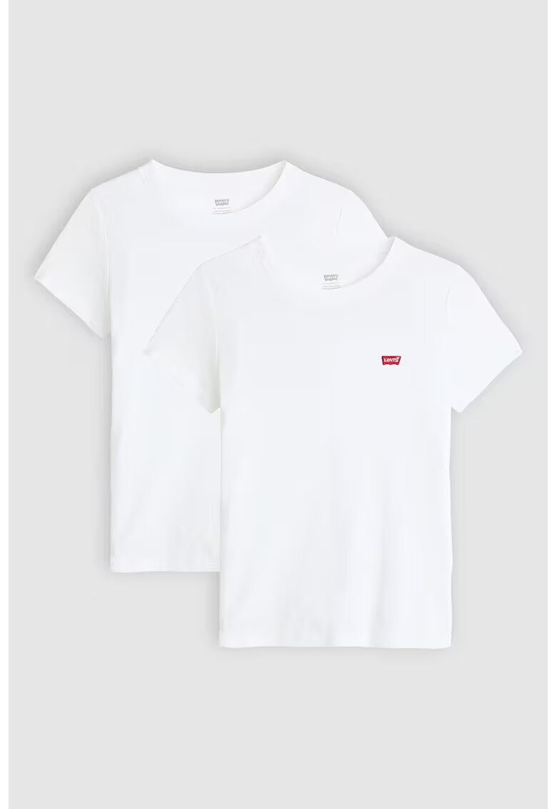 Levis Set de tricouri slim fit de bumbac cu decolteu rotund - 2 piese - Alb