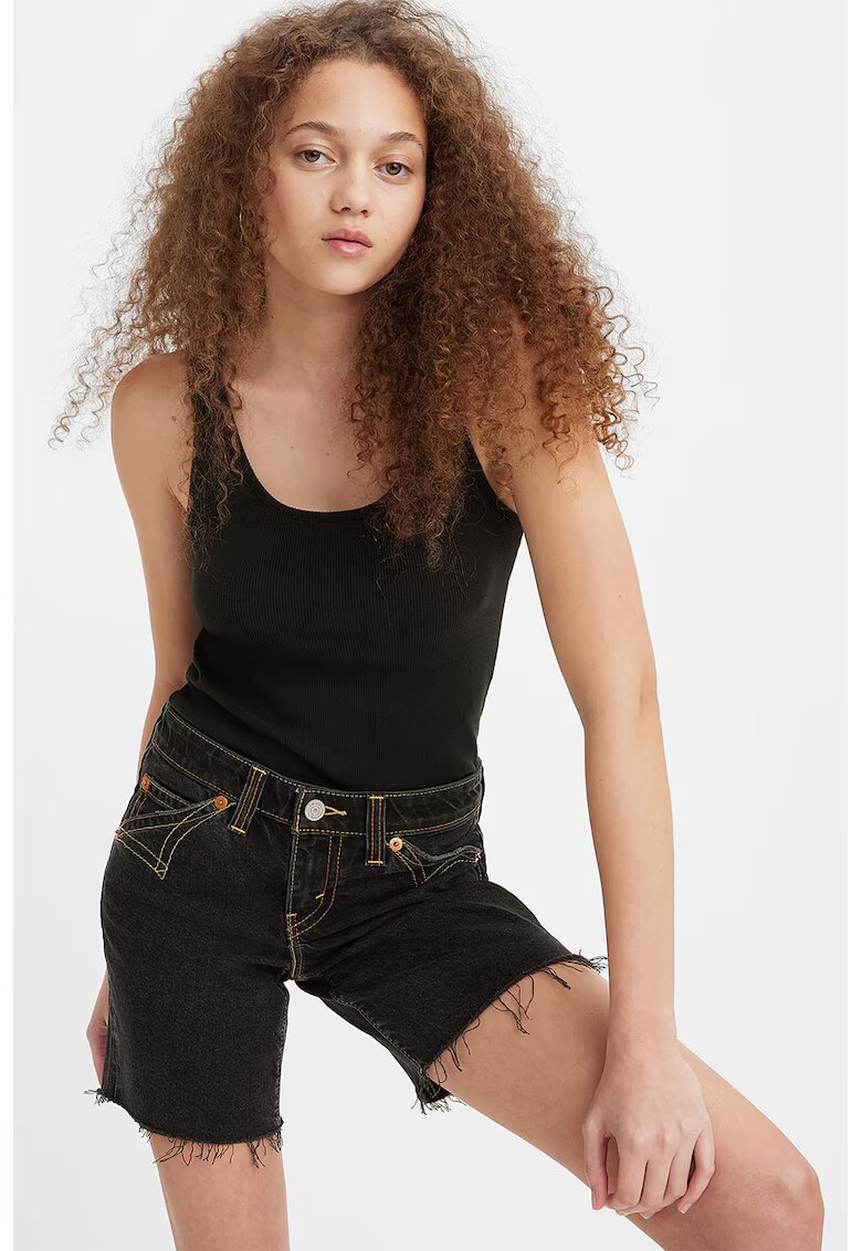 Levis Top striat cu decolteu rotund - Negru