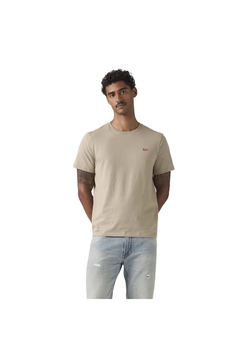 Levi's Tricou cu decolteu la baza gatului Original Housemark - Maro taupe