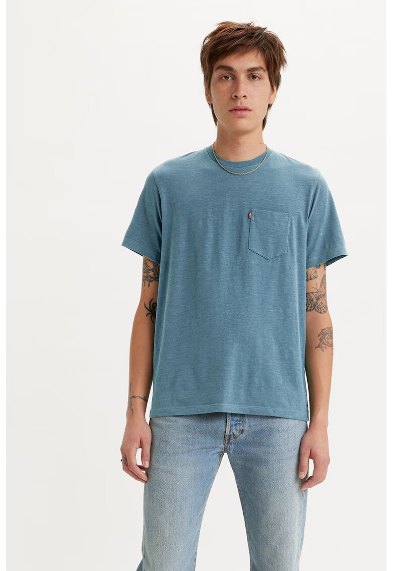 Levis Tricou de bumbac cu buzunar pe piept - Albastru prafuit