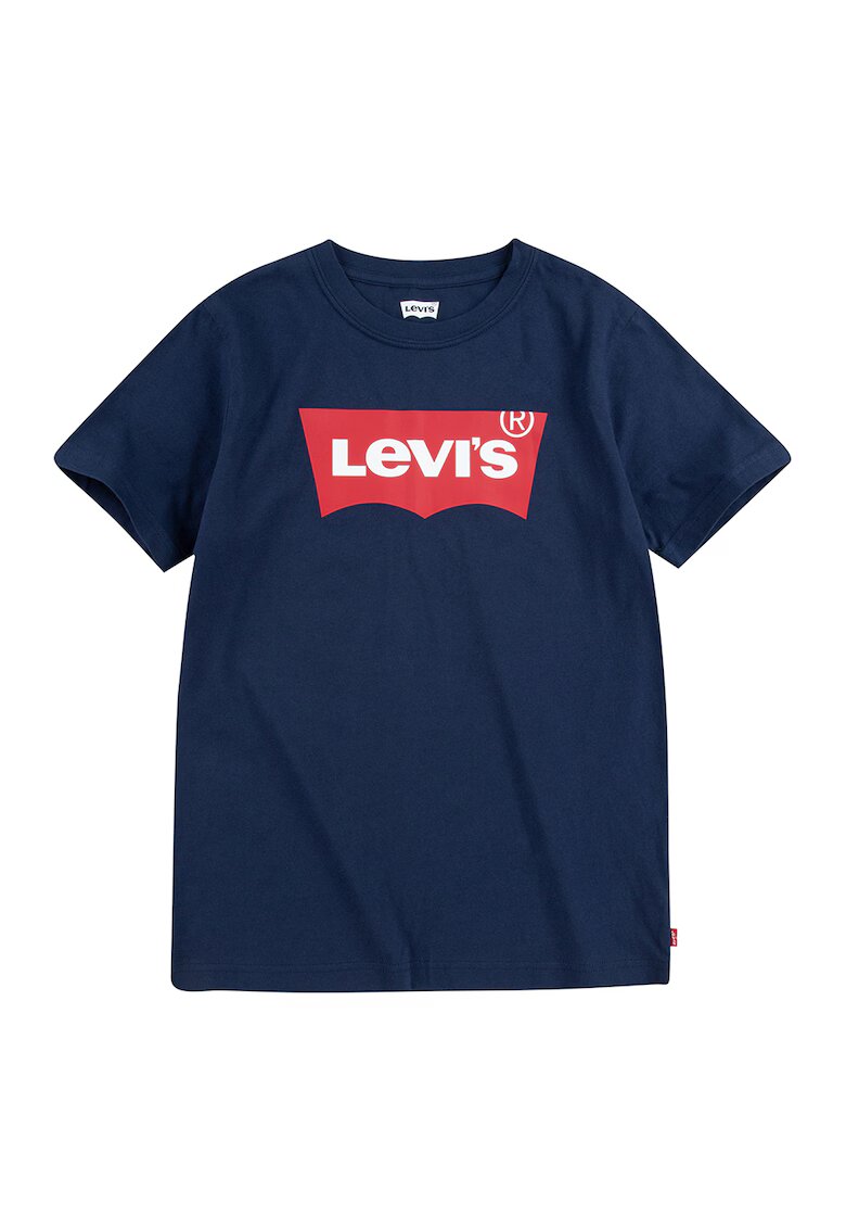 Levis Tricou de bumbac cu decolteu la baza gatului - Rosu/Bleumarin