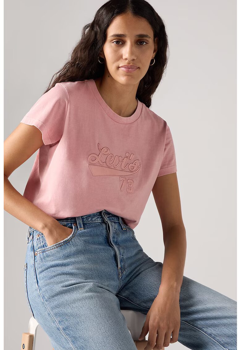 Levis Tricou de bumbac cu logo in relief - Roz deschis