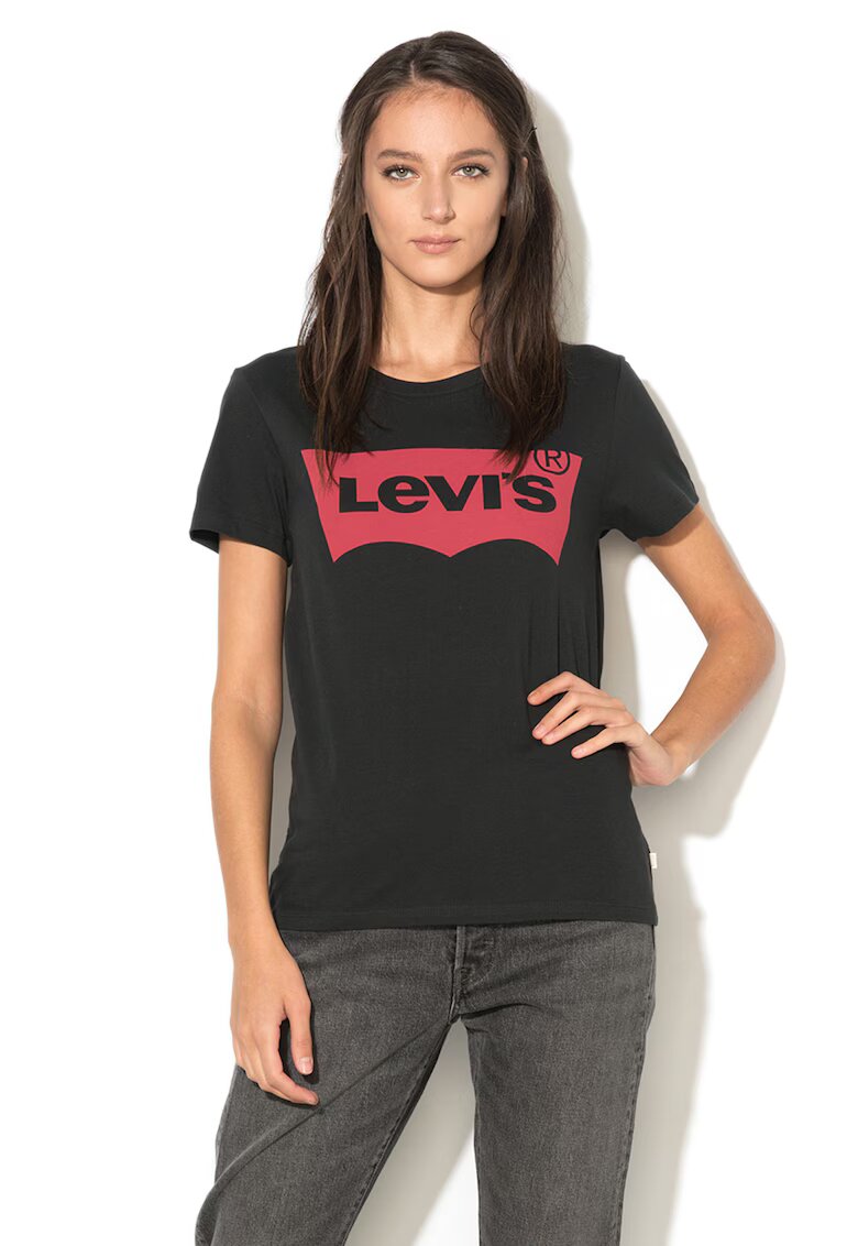 Levis Tricou de bumbac cu logo - Negru