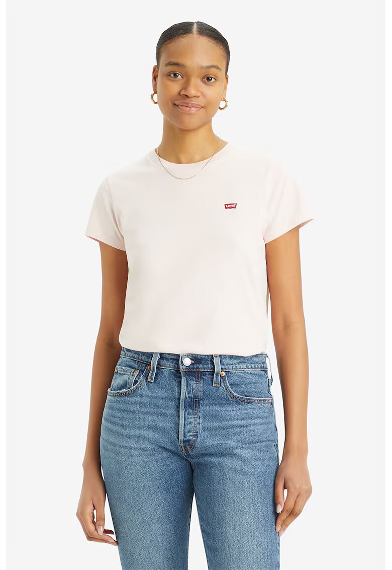 Levi's Tricou din bumbac cu decolteu la baza gatului - Rosu/Roz deschis