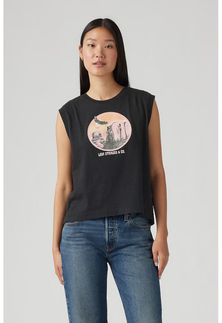Levis Tricou din bumbac cu imprimeu logo - Negru