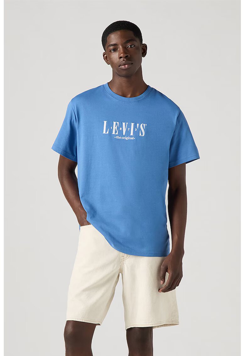 Levis Tricou lejer de bumbac - Turcoaz/Alb optic