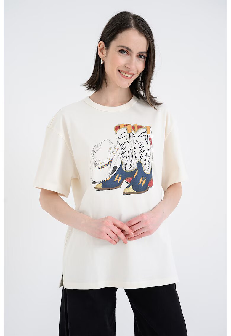 Levi's Tricou lejer din bumbac cu imprimeu - Alb