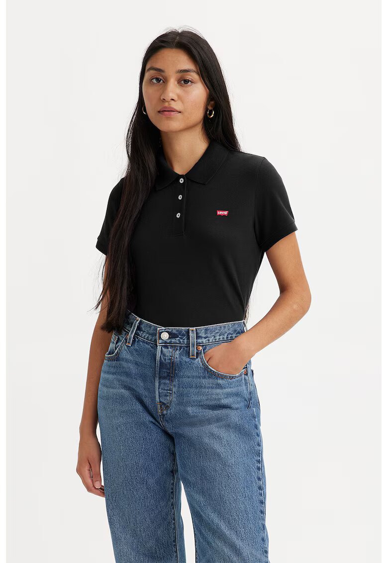 Levis Tricou polo din material pique cu croiala slim fit - Negru