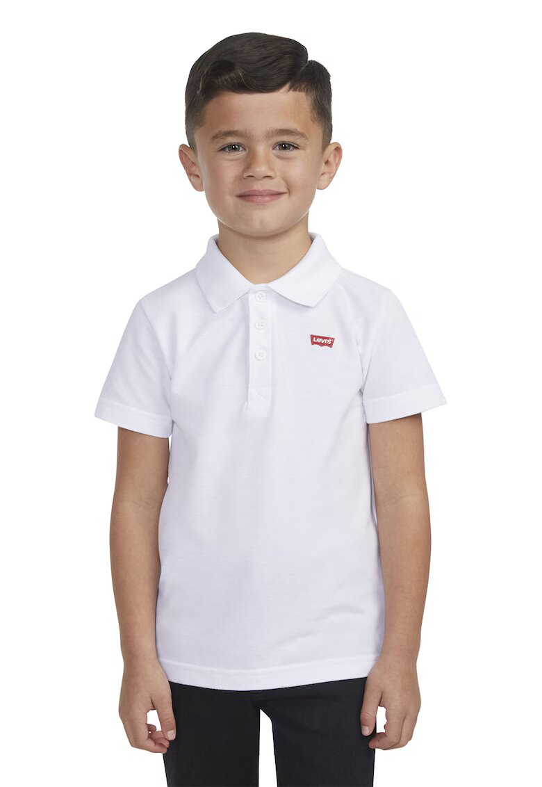 Levis Tricou polo din material pique cu maneci liliac - Alb