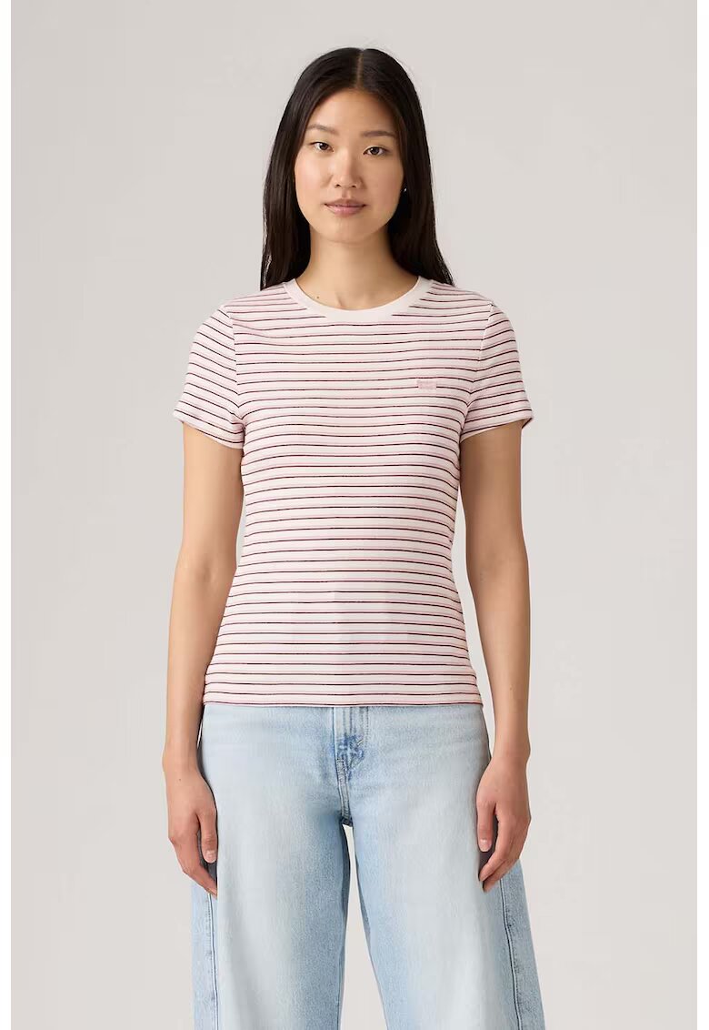 Levis Tricou slim fit de bumbac Essential - Rosu/Alb murdar/Roz