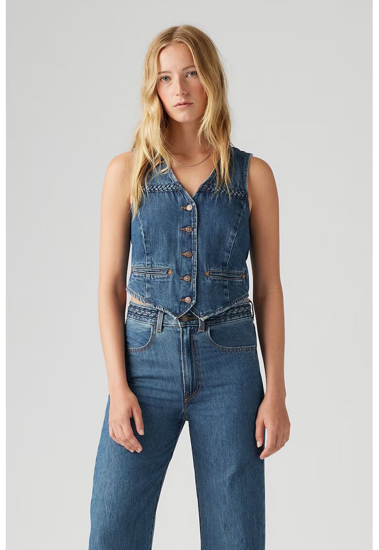 Levis Vesta de denim cu nasturi - Albastru inchis