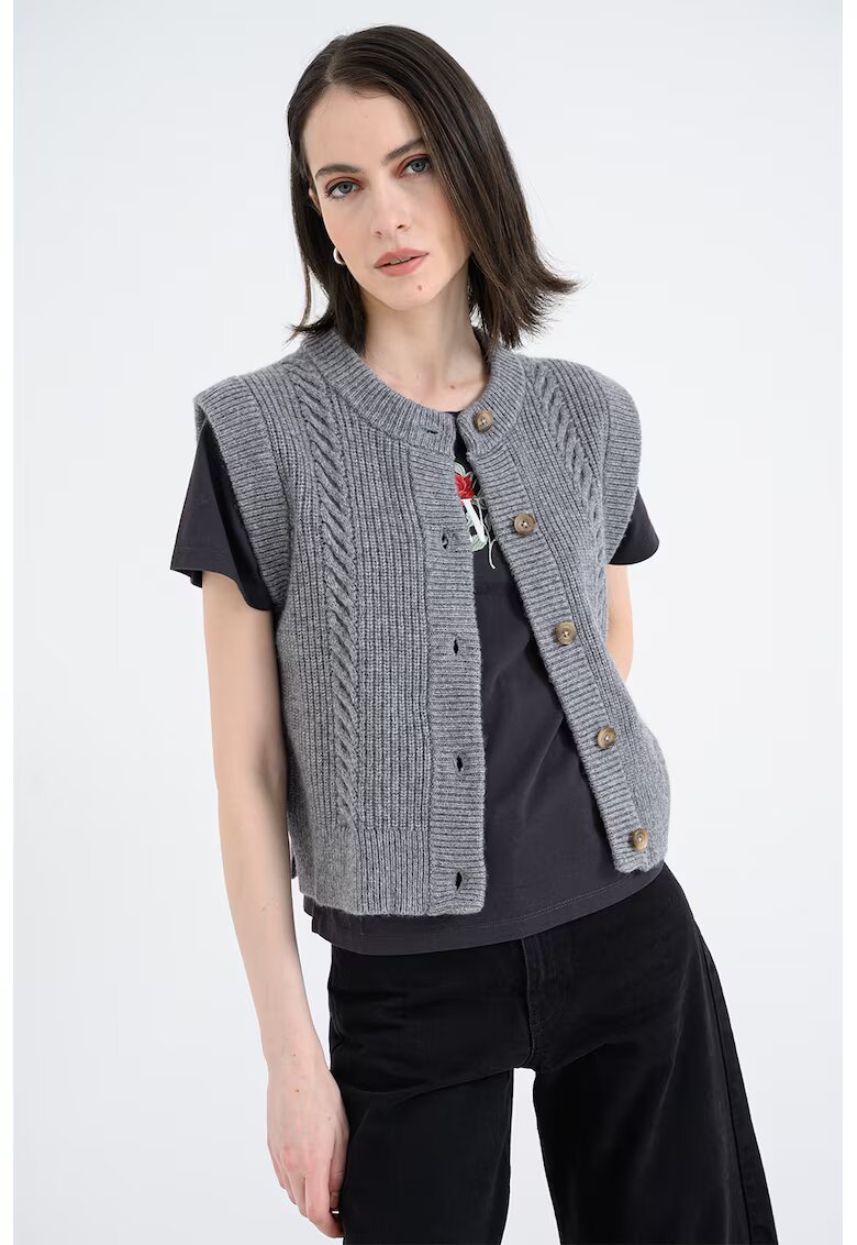 Levi's Vesta din amestec de lana cu nasturi - Gri inchis