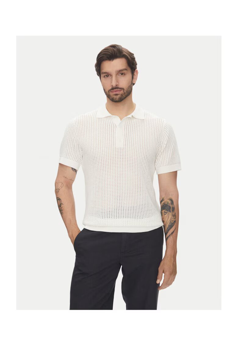 Lindbergh Tricou polo barbati 30-804126 - Bumbac - Ecru - Ecru