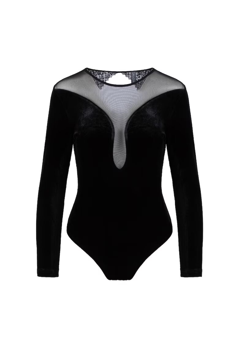 LingaDore Body cu segmente semitransparente cu decupaj pe partea din spate - Negru