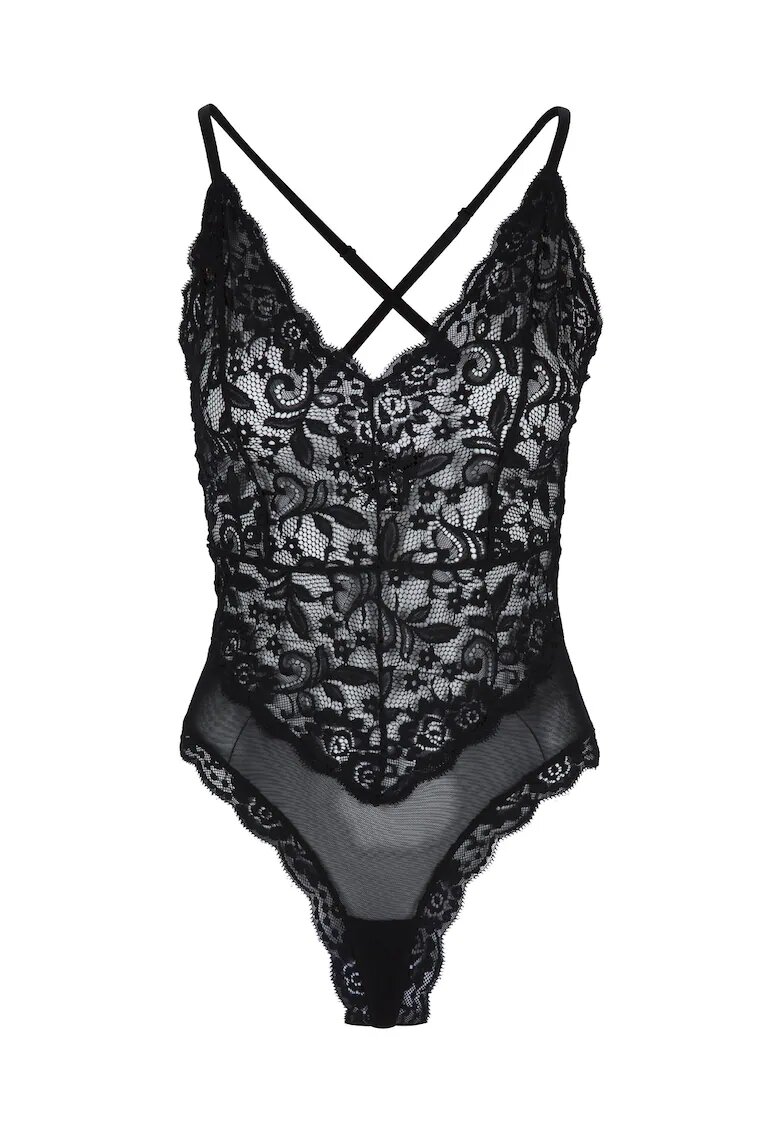 LingaDore Body de dantela cu garnitura de plasa - Negru