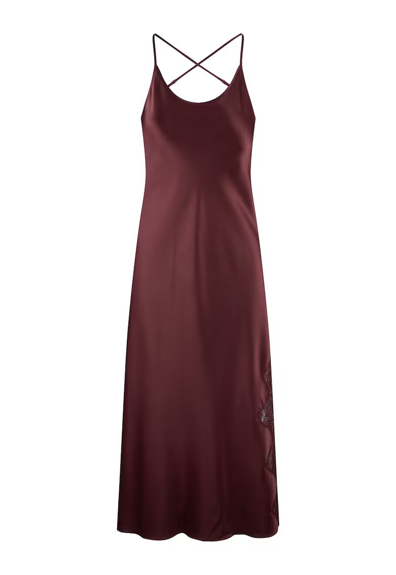 LingaDore Camasa de noapte din satin cu insertii din dantela - Visiniu