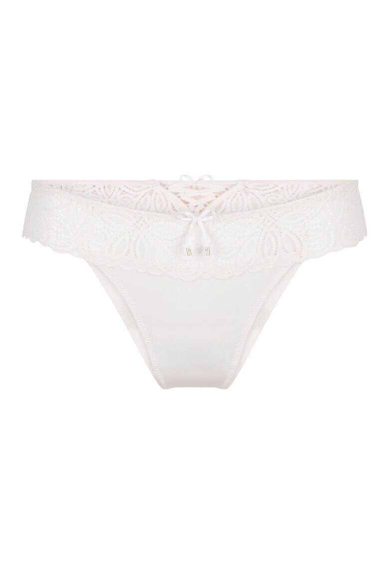 LingaDore Chiloti tanga cu segment de dantela - Crem