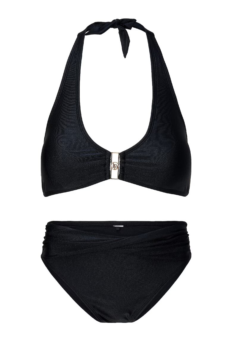 LingaDore Costum de baie in doua piese si monograma metalica - Negru