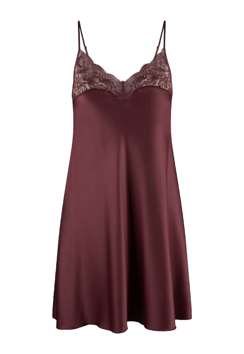 LingaDore Neglijeu din satin cu garnituri din dantela - Visiniu