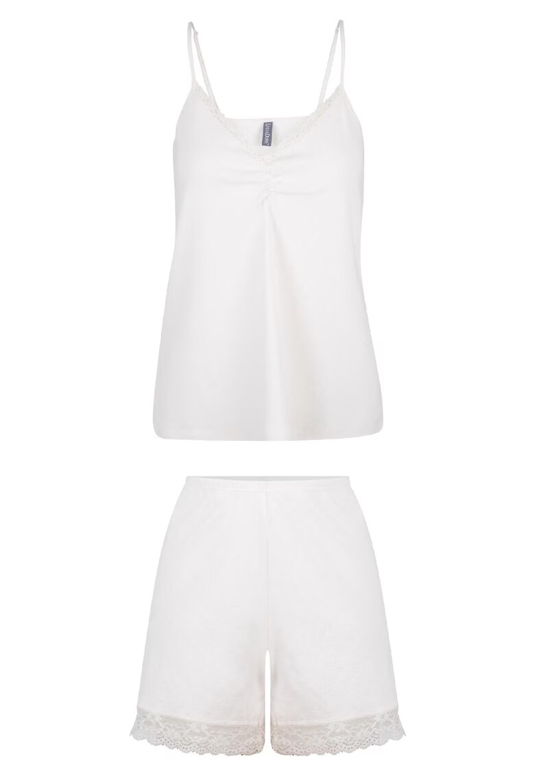 LingaDore Pijama cu decolteu in V si insertii de dantela - Crem