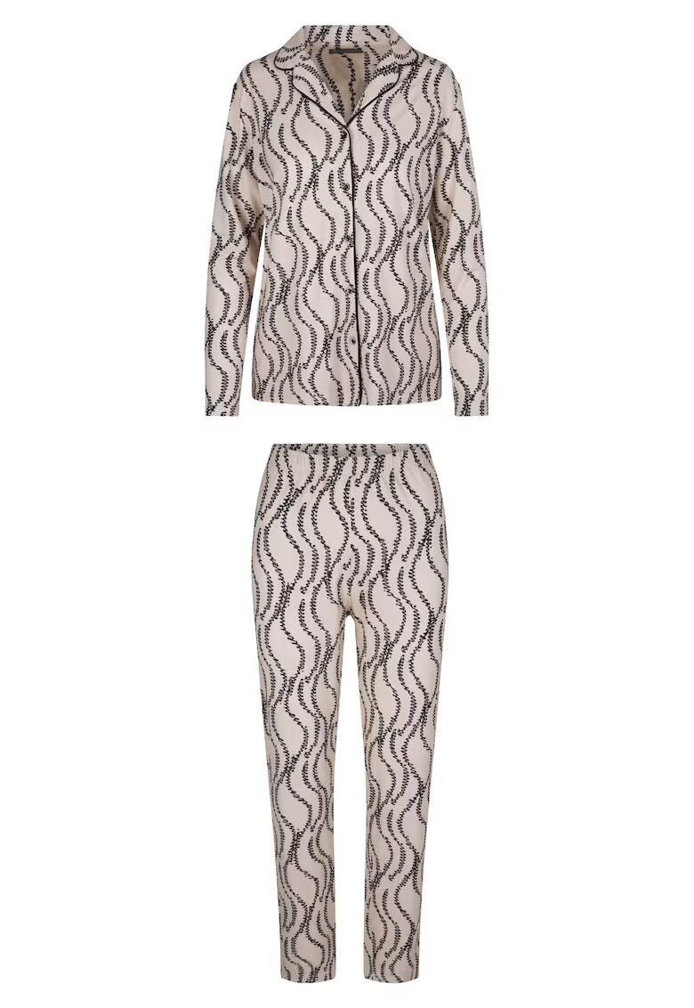 LingaDore Pijama cu model si maneci lungi - Negru/Crem