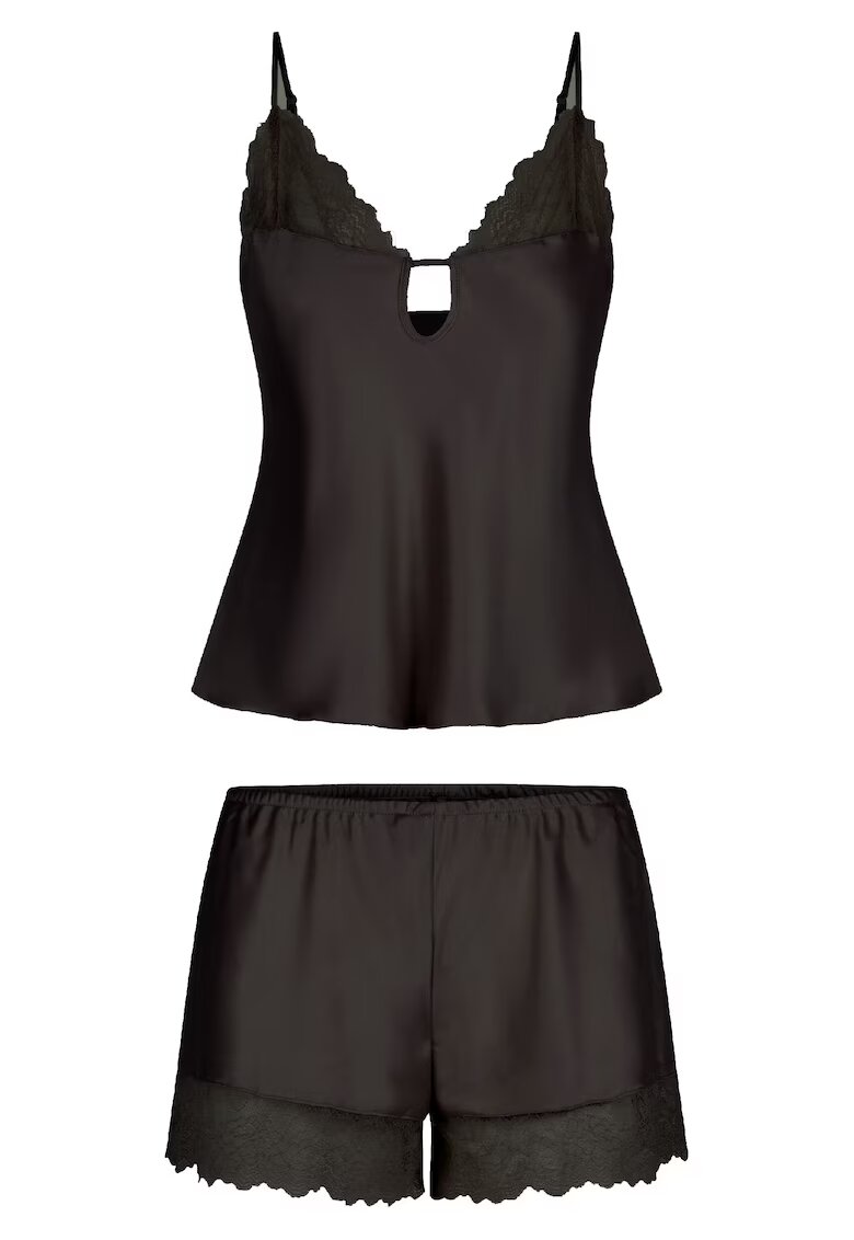 LingaDore Pijama fara maneci - cu insertii de dantela - Negru