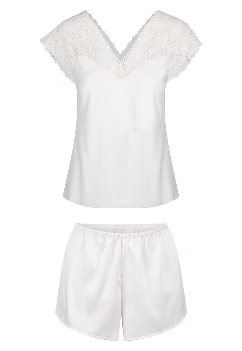 LingaDore Pijama scurta de satin si dantela - Crem