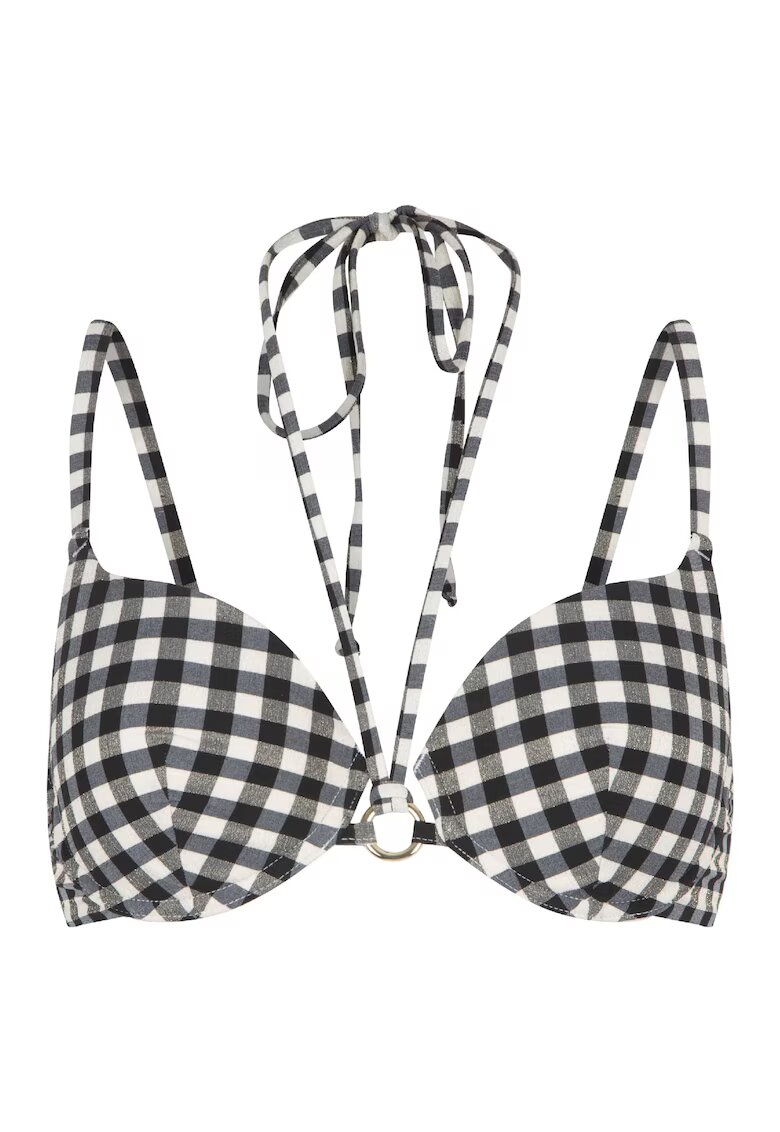 LingaDore Sutien de baie cu model in carouri 31385 - Alb/Negru