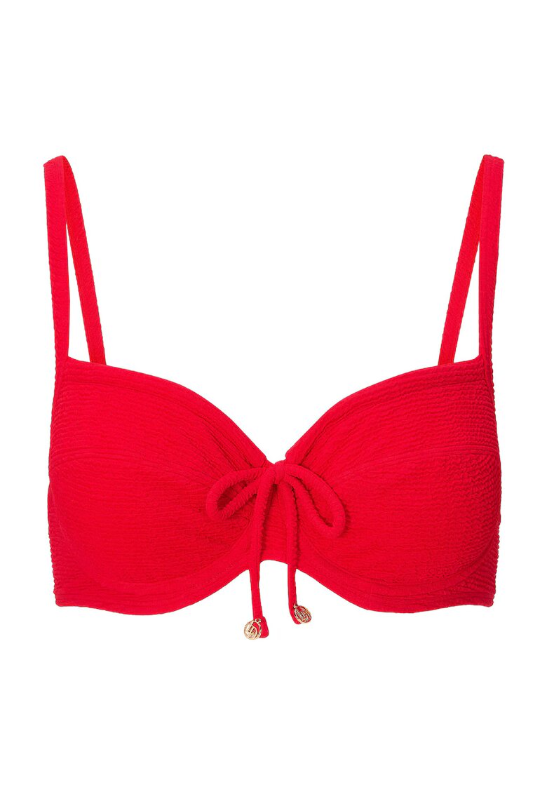 LingaDore Sutien de baie texturat cu funda decorativa pe partea din fata - Rosu