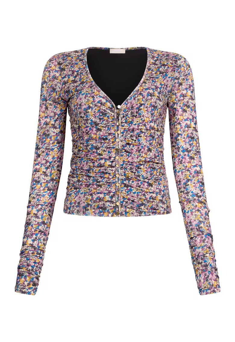 Liu Jo Bluza cu fronseuri si nasturi - Roz/Albastru
