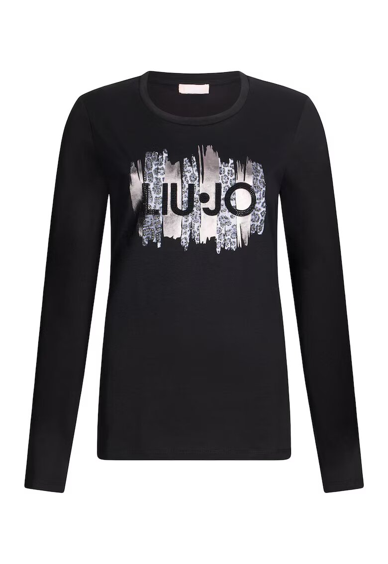 Liu Jo Bluza cu maneci lungi si imprimeu logo - Negru/Gri