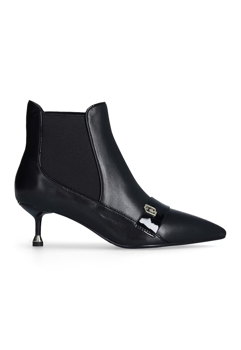 Liu Jo Botine Chelsea de piele cu monograma metalica - Negru