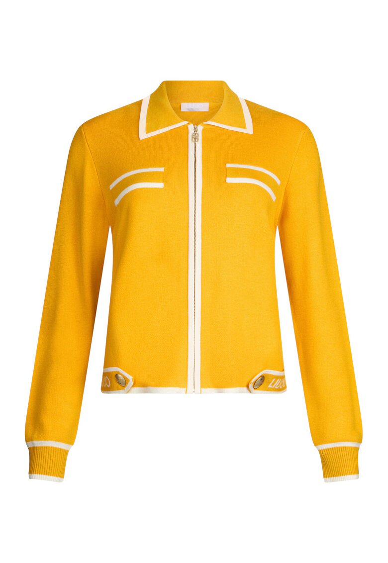 Liu Jo Cardigan din amestec de matase cu guler ascutit - Galben mustar