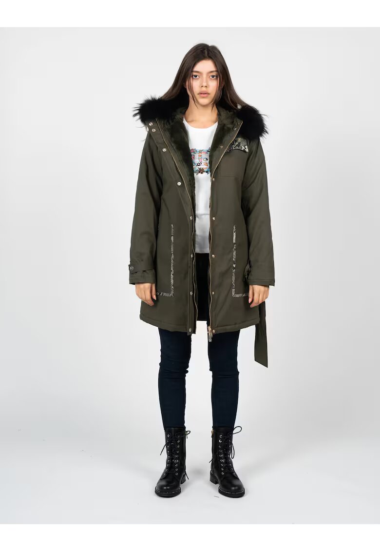 Liu Jo Geaca parka cu gluga si garnitura din blana artificiala - 38