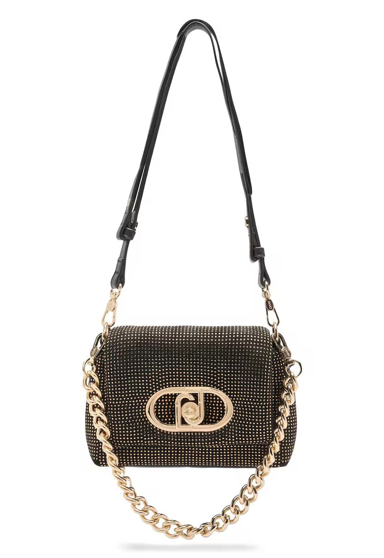 Liu Jo Geanta crossbody cu strasuri Lapuffy - Auriu/Negru